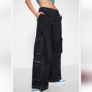 BDG Black Cargo Wide Leg Jeans